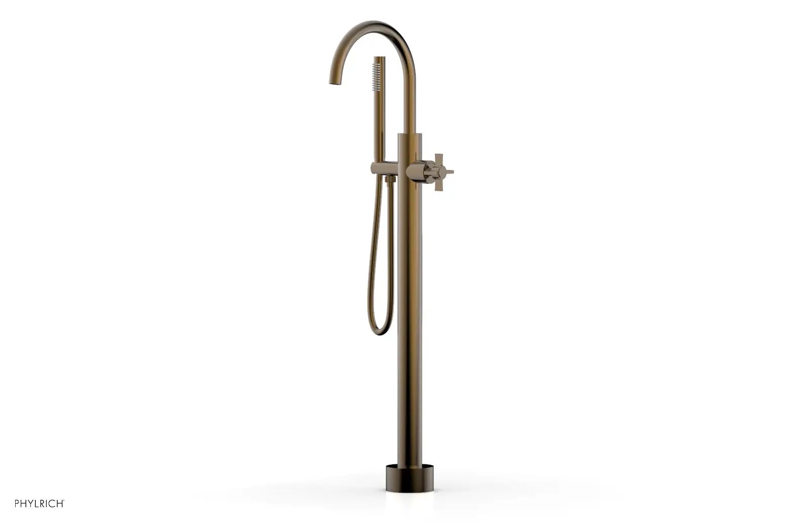 Phylrich BASIC Tall Floor Mount Tub Filler - Cross Handle with Hand Shower by Phylrich
