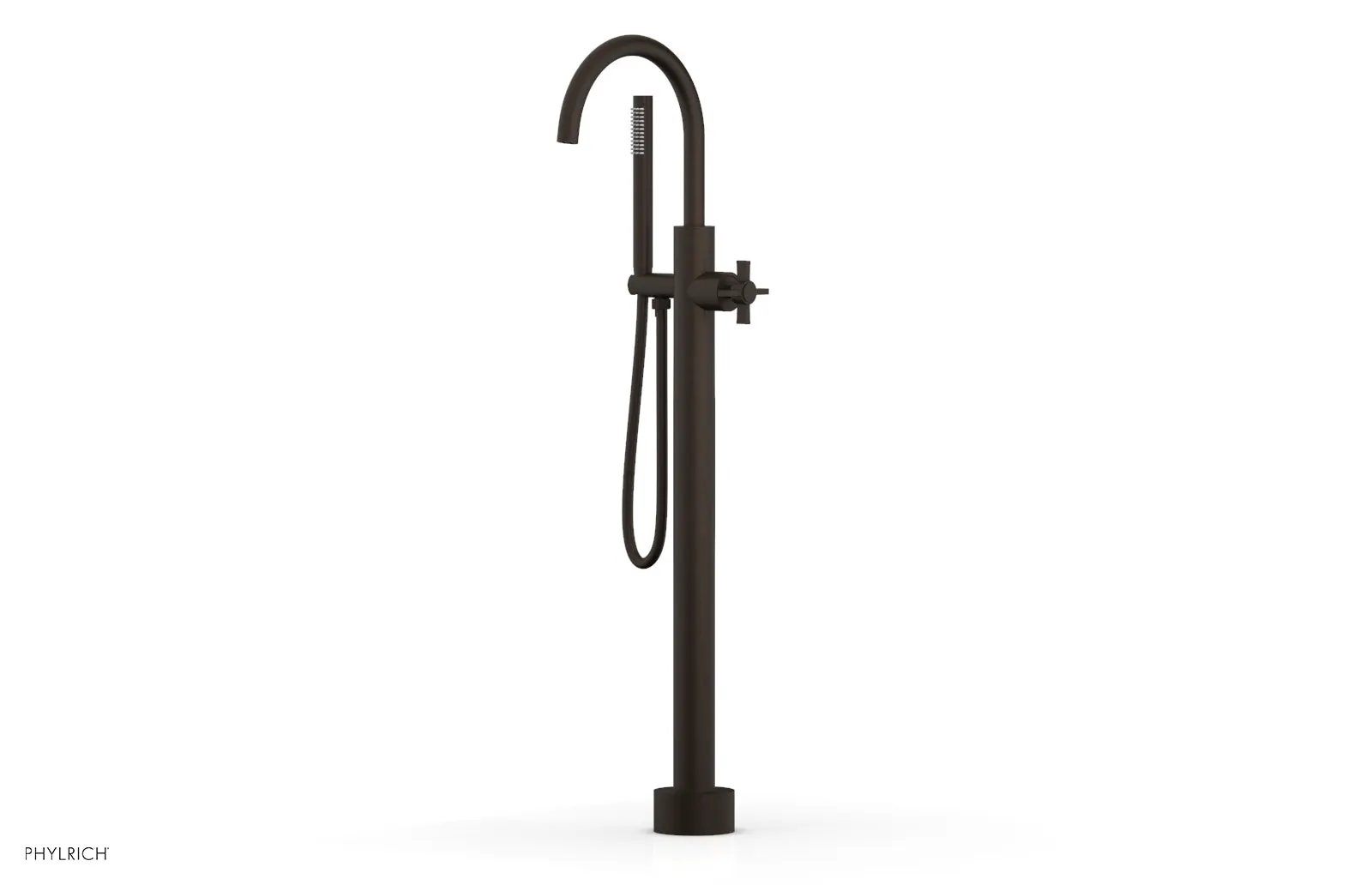 Phylrich BASIC Tall Floor Mount Tub Filler - Cross Handle with Hand Shower by Phylrich