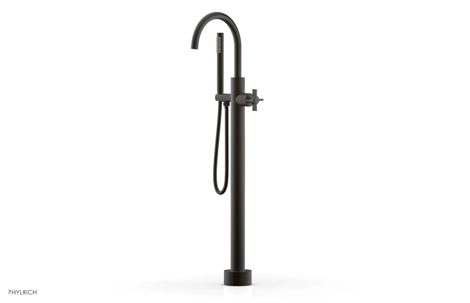 Phylrich BASIC Tall Floor Mount Tub Filler - Cross Handle with Hand Shower by Phylrich