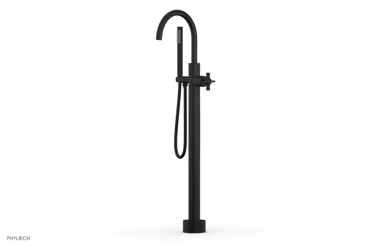 Phylrich BASIC Tall Floor Mount Tub Filler - Cross Handle with Hand Shower by Phylrich