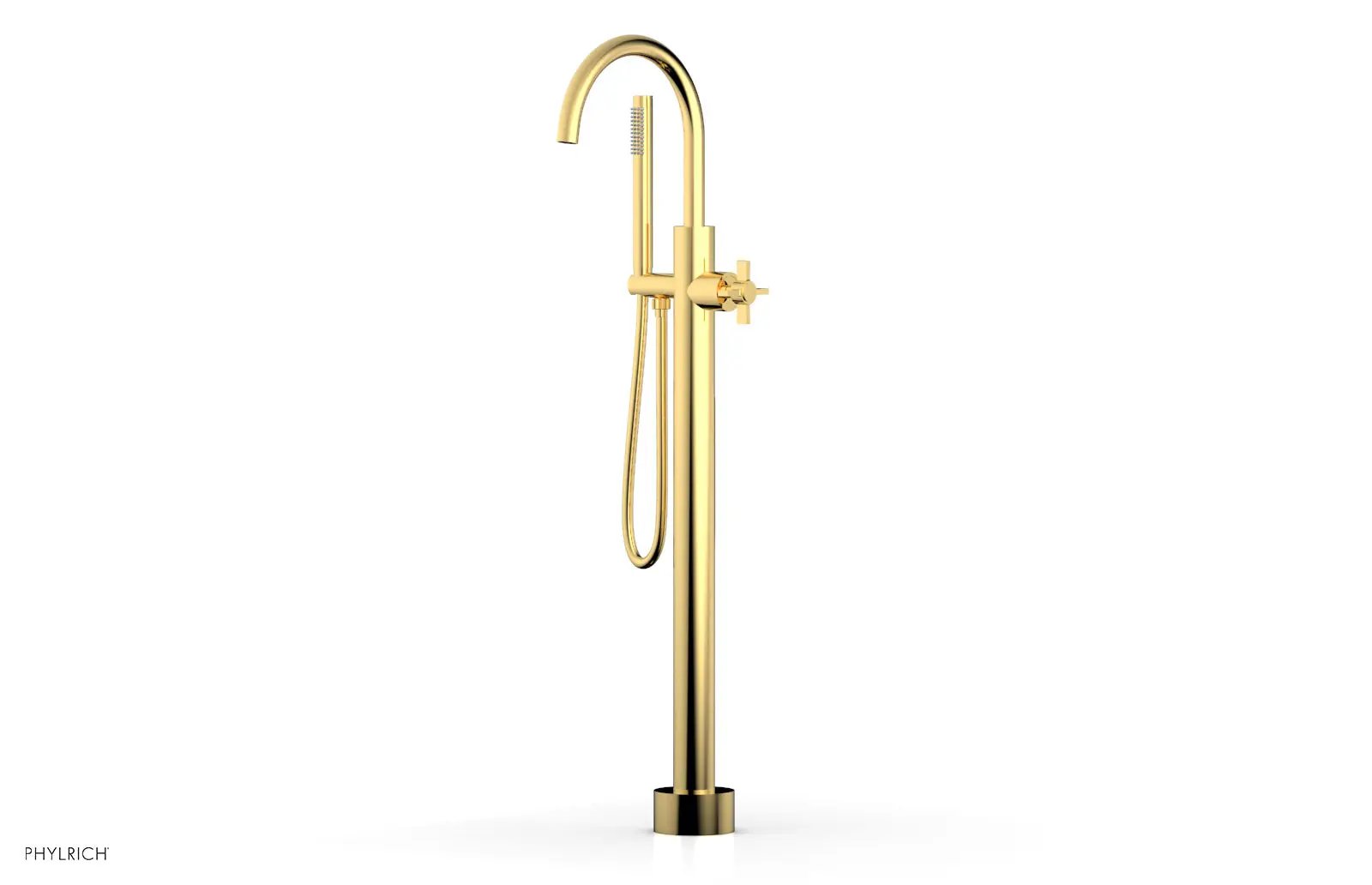 Phylrich BASIC Tall Floor Mount Tub Filler - Cross Handle with Hand Shower by Phylrich