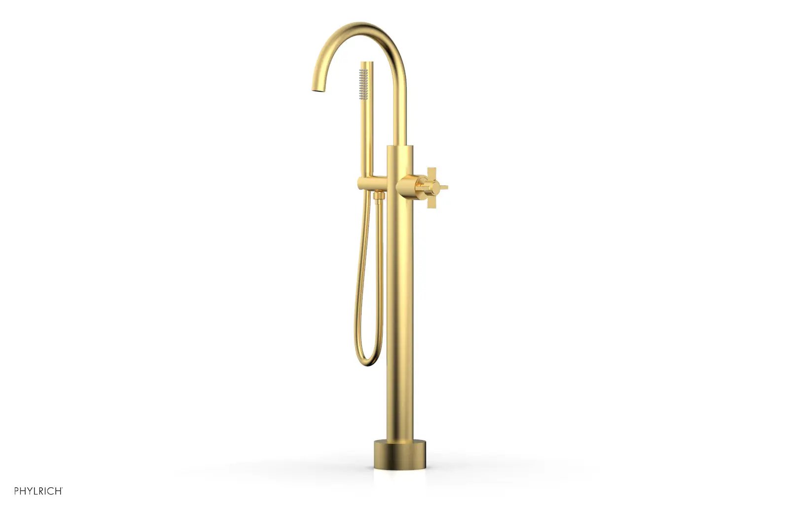 Phylrich BASIC Low Floor Mount Tub Filler - Cross Handle with Hand Shower by Phylrich