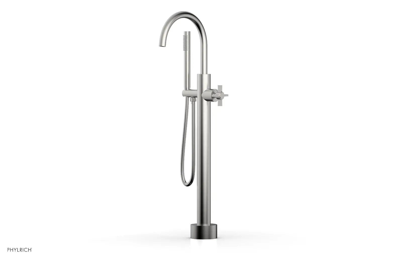 Phylrich BASIC Low Floor Mount Tub Filler - Cross Handle with Hand Shower by Phylrich