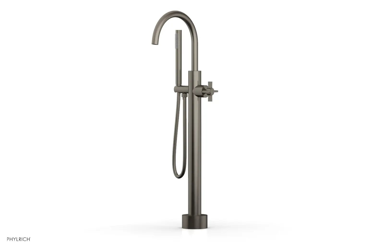 Phylrich BASIC Low Floor Mount Tub Filler - Cross Handle with Hand Shower by Phylrich
