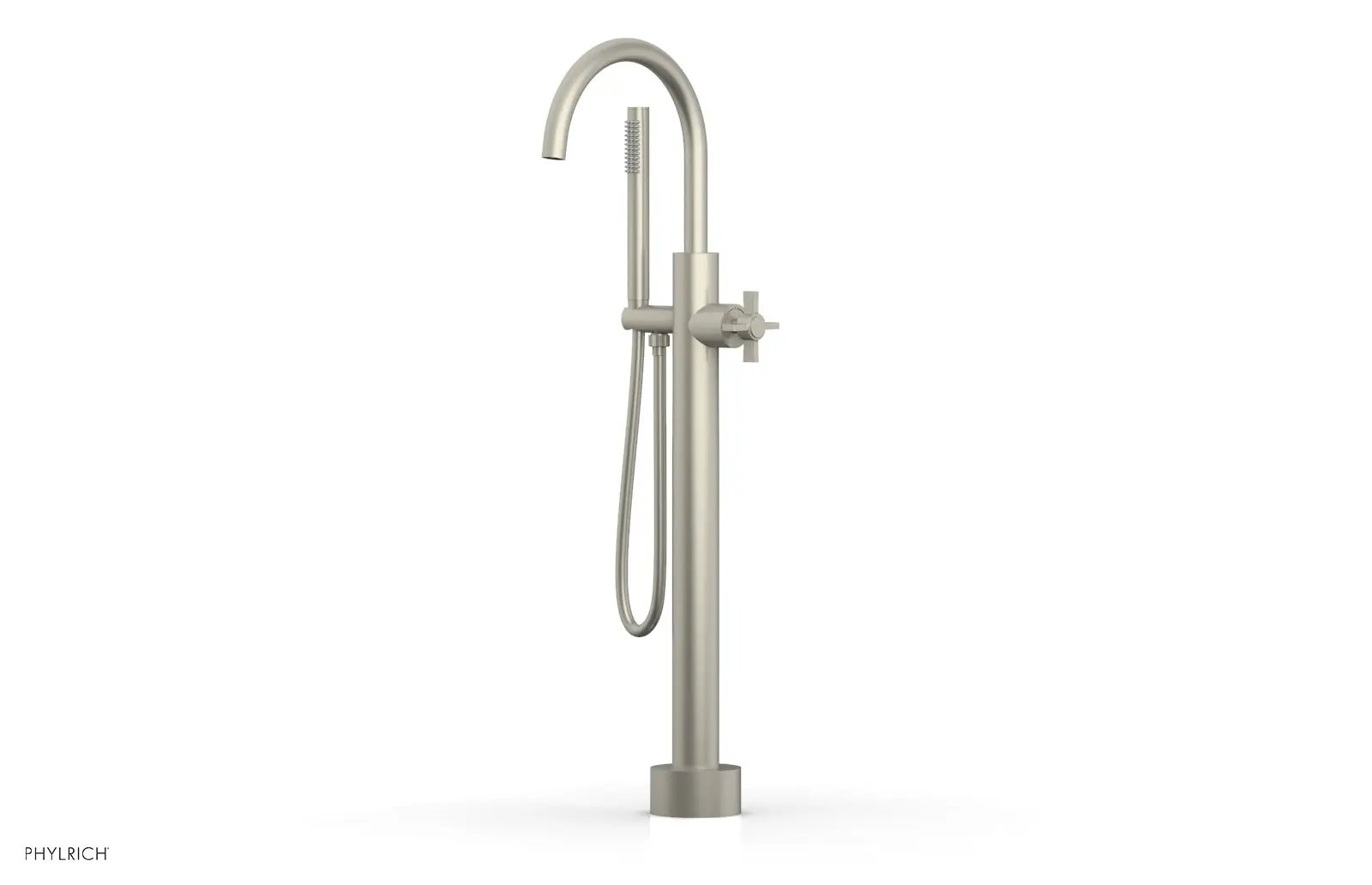 Phylrich BASIC Low Floor Mount Tub Filler - Cross Handle with Hand Shower by Phylrich