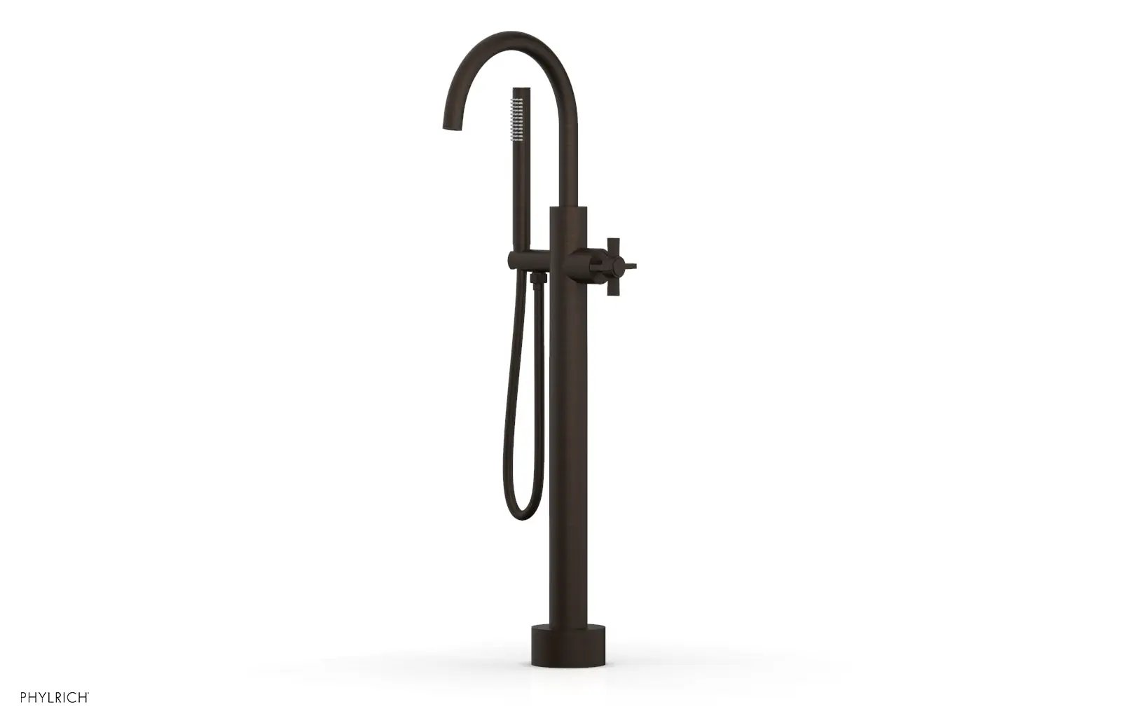 Phylrich BASIC Low Floor Mount Tub Filler - Cross Handle with Hand Shower by Phylrich
