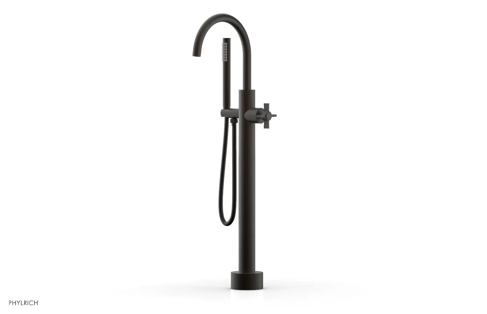 Phylrich BASIC Low Floor Mount Tub Filler - Cross Handle with Hand Shower by Phylrich
