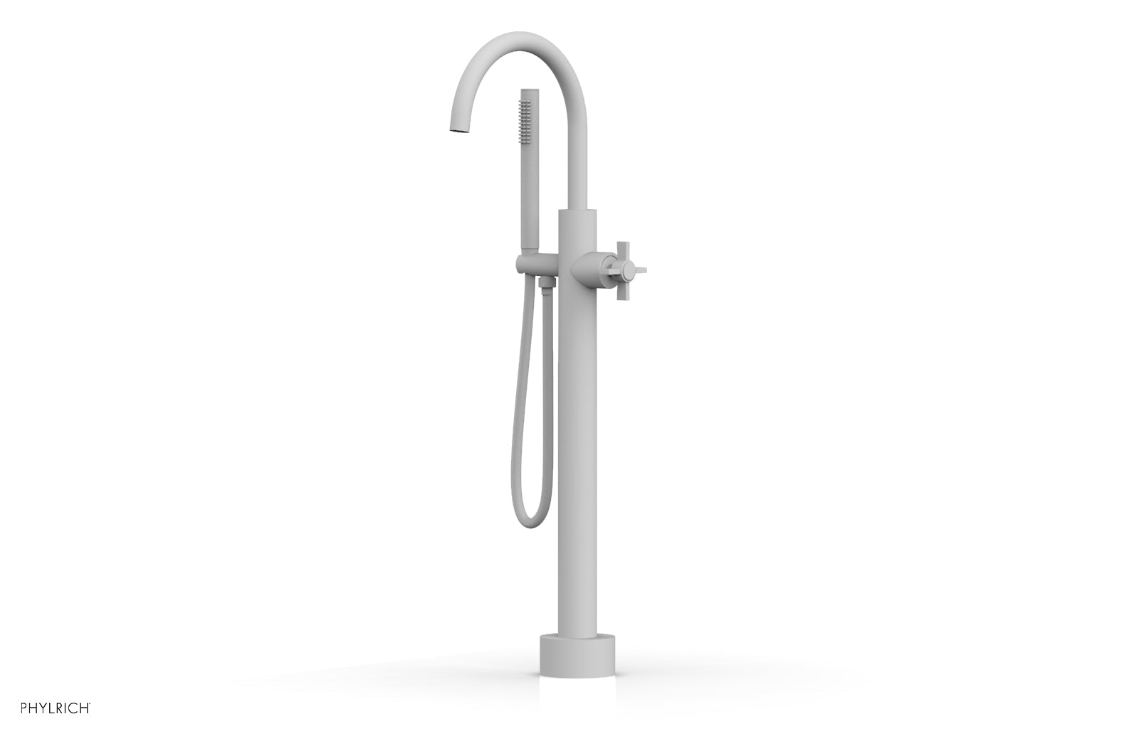 Phylrich BASIC Low Floor Mount Tub Filler - Cross Handle with Hand Shower