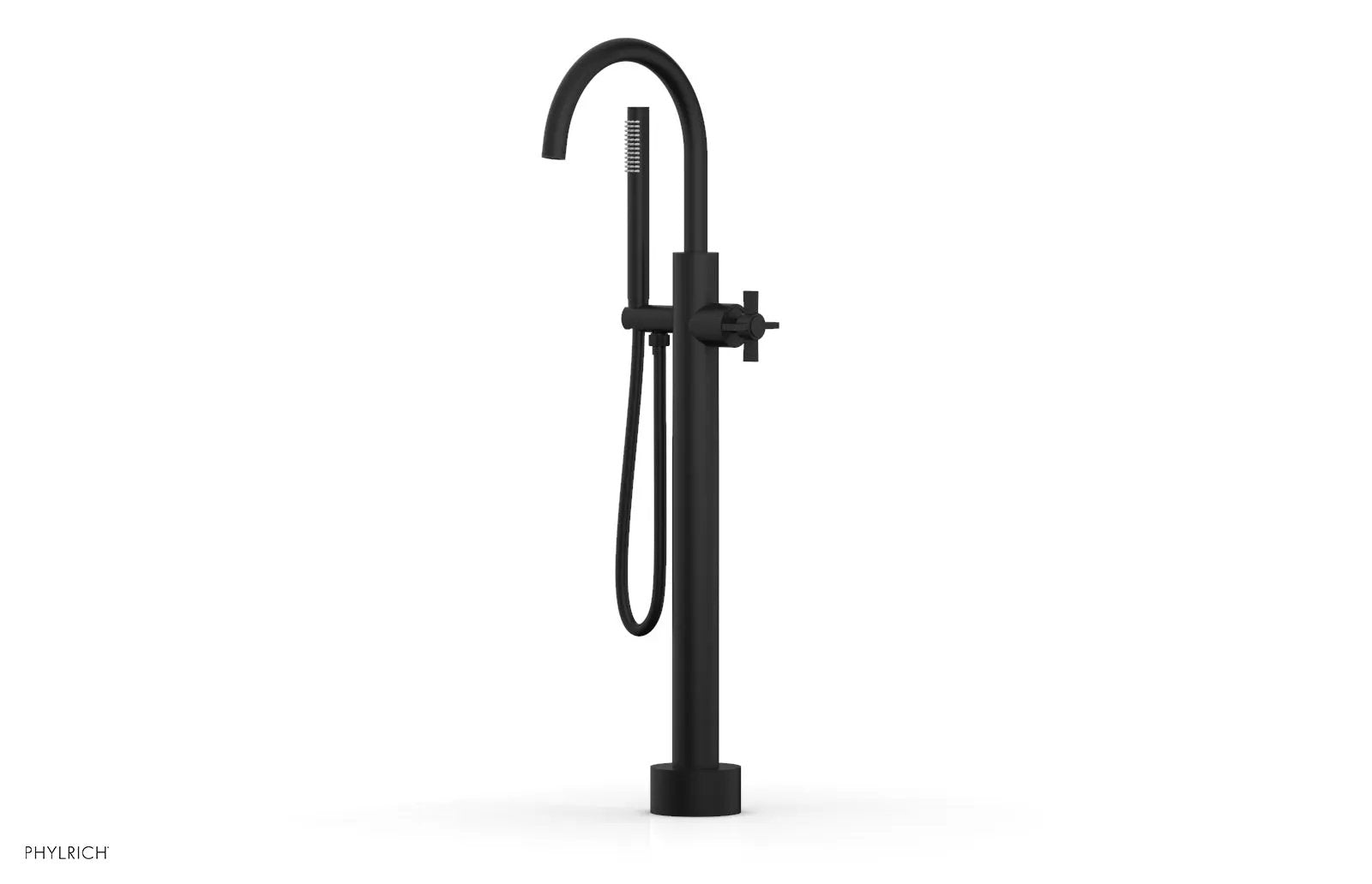 Phylrich BASIC Low Floor Mount Tub Filler - Cross Handle with Hand Shower by Phylrich