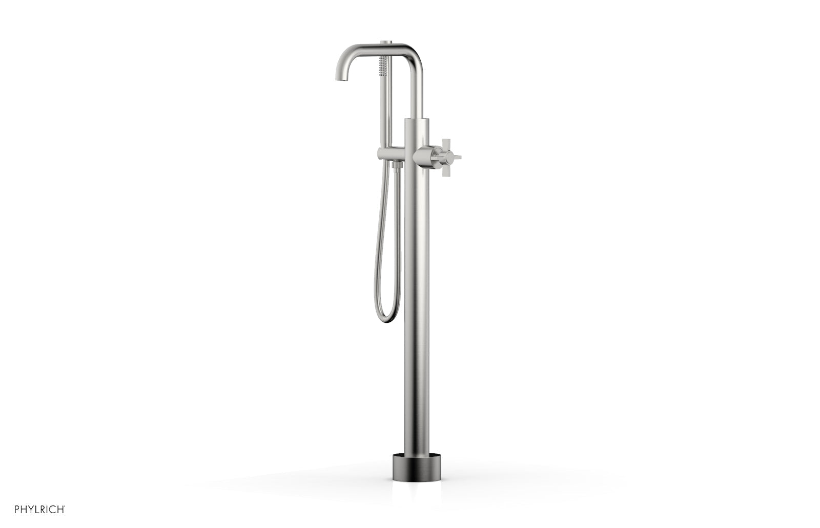 Phylrich BASIC Tall Floor Mount Tub Filler - Cross Handle with Hand Shower by Phylrich