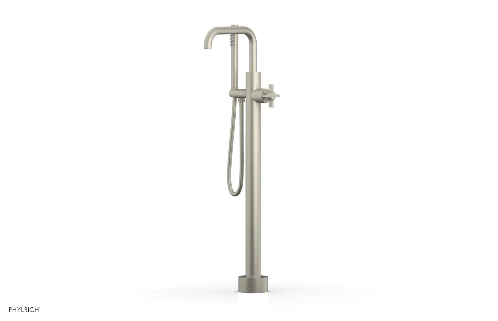 Phylrich BASIC Tall Floor Mount Tub Filler - Cross Handle with Hand Shower by Phylrich