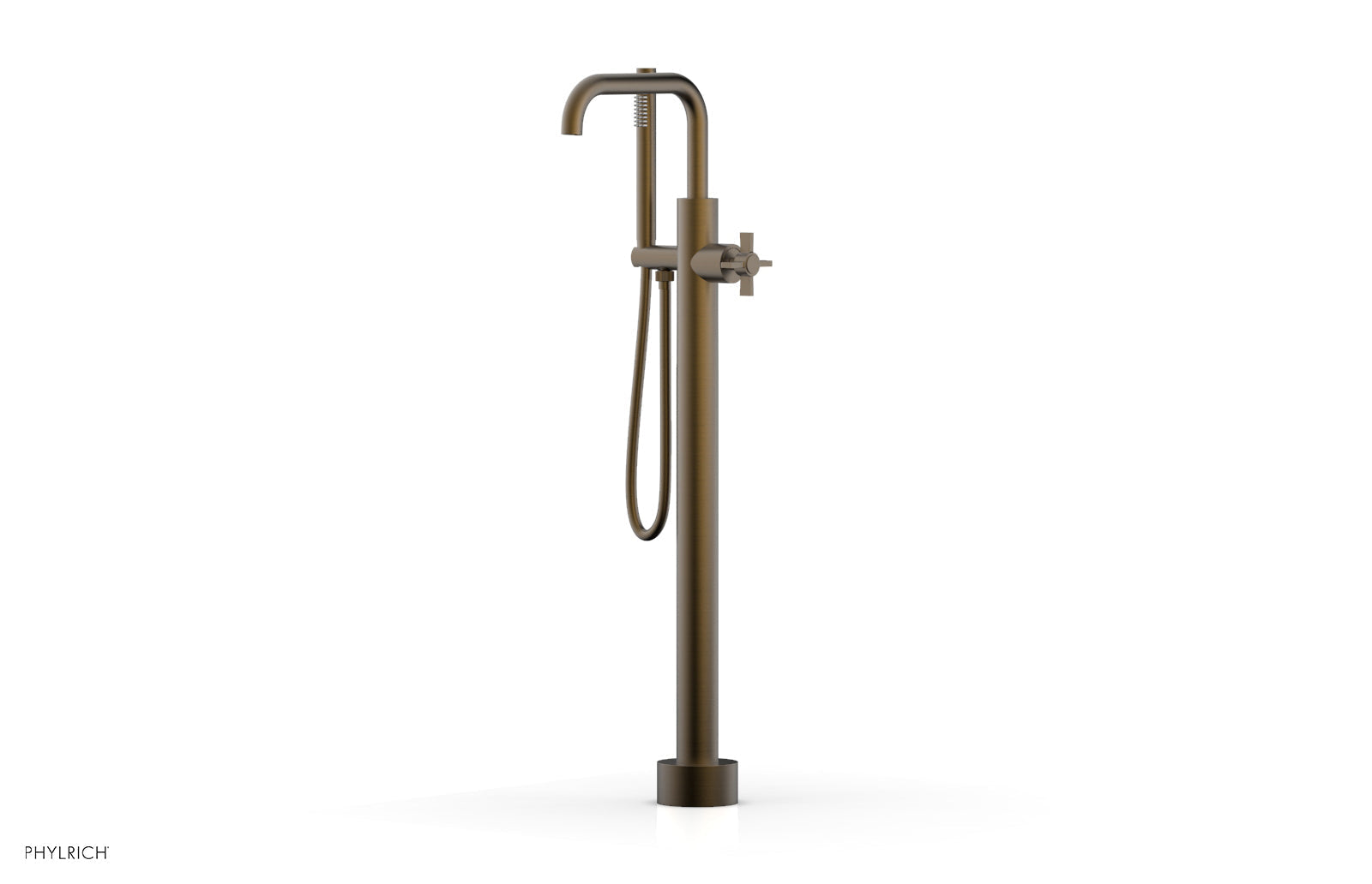 Phylrich BASIC Tall Floor Mount Tub Filler - Cross Handle with Hand Shower by Phylrich