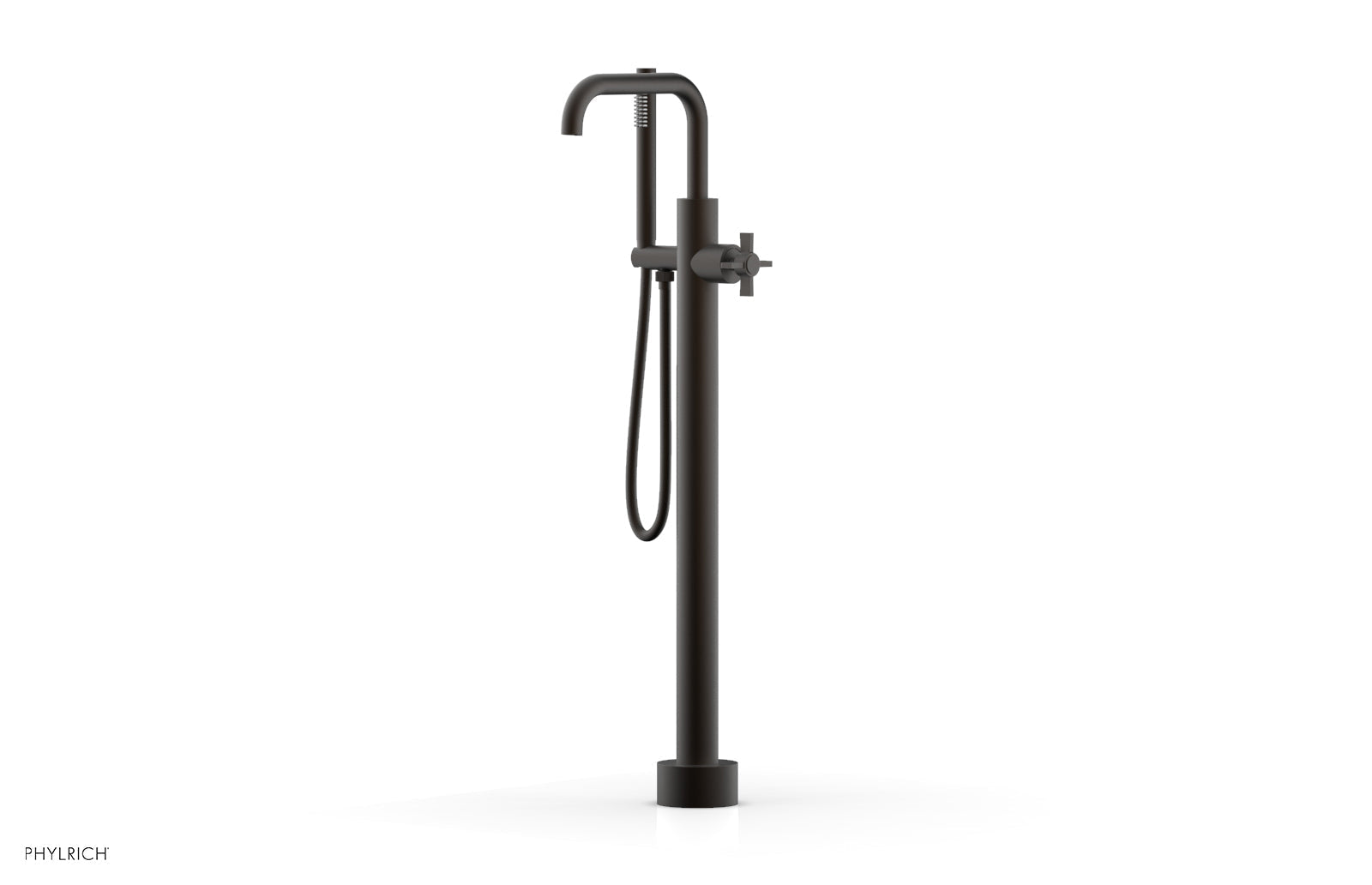 Phylrich BASIC Tall Floor Mount Tub Filler - Cross Handle with Hand Shower by Phylrich