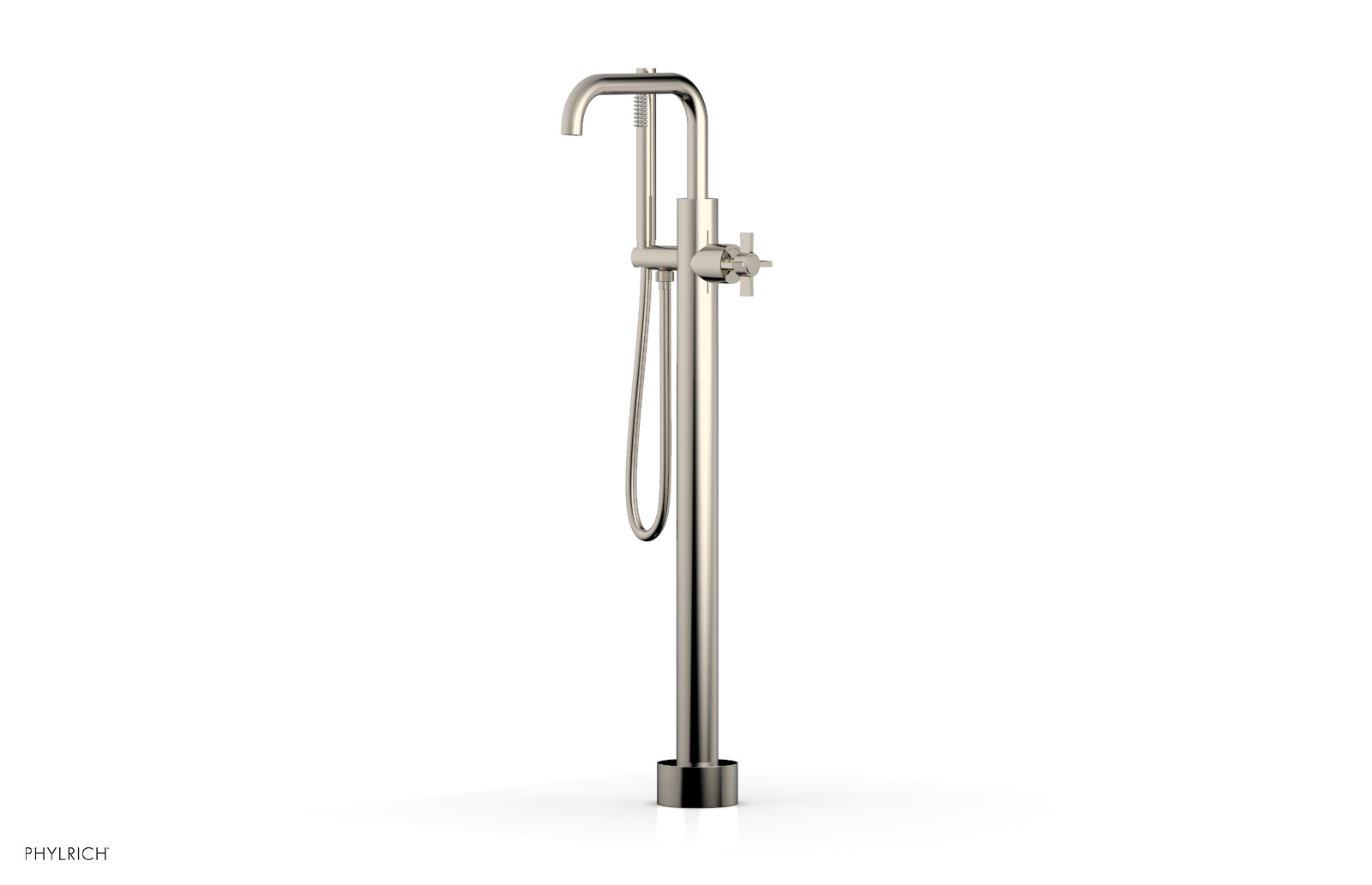 Phylrich BASIC Tall Floor Mount Tub Filler - Cross Handle with Hand Shower by Phylrich