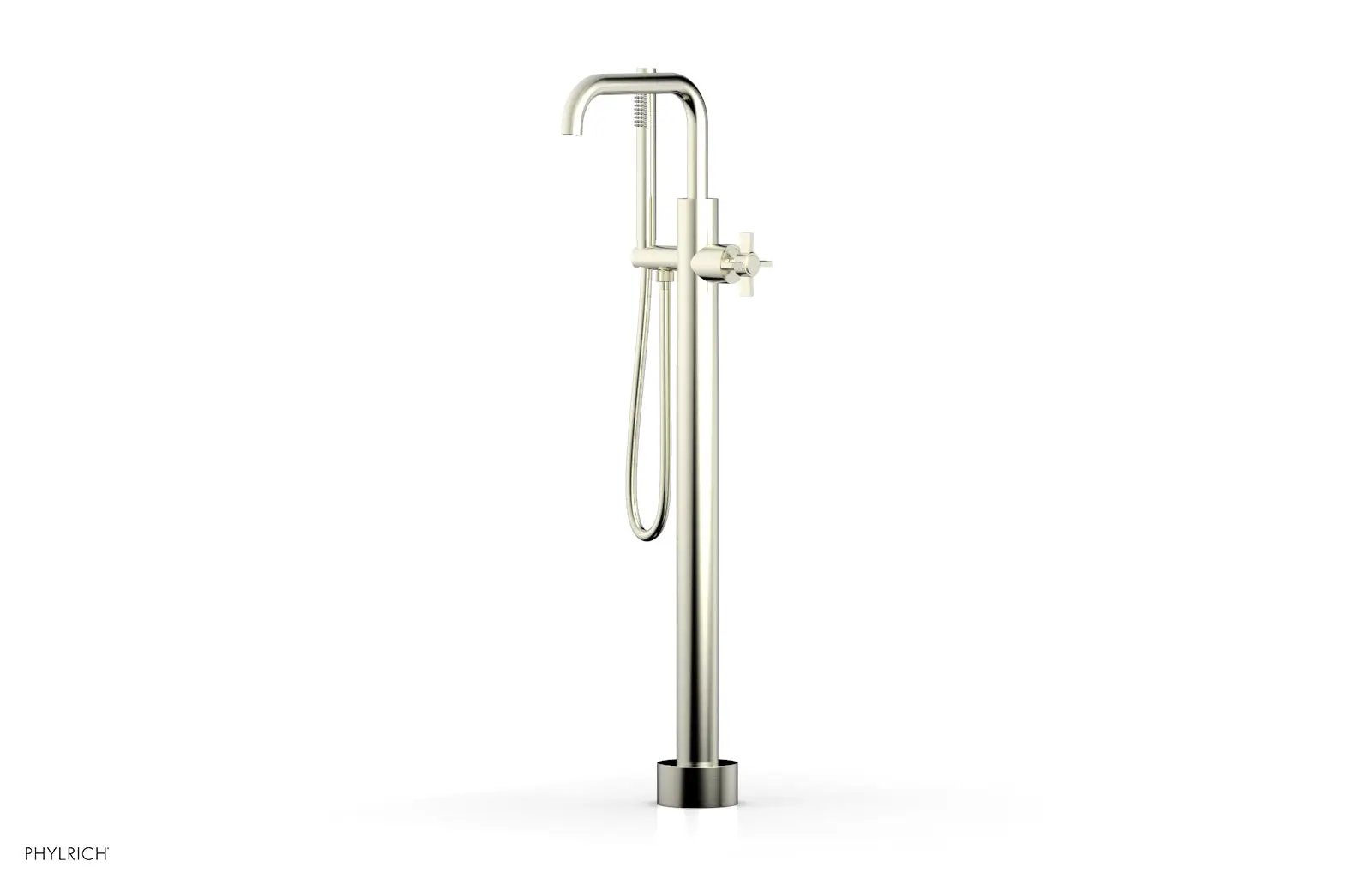 Phylrich BASIC Tall Floor Mount Tub Filler - Cross Handle with Hand Shower by Phylrich