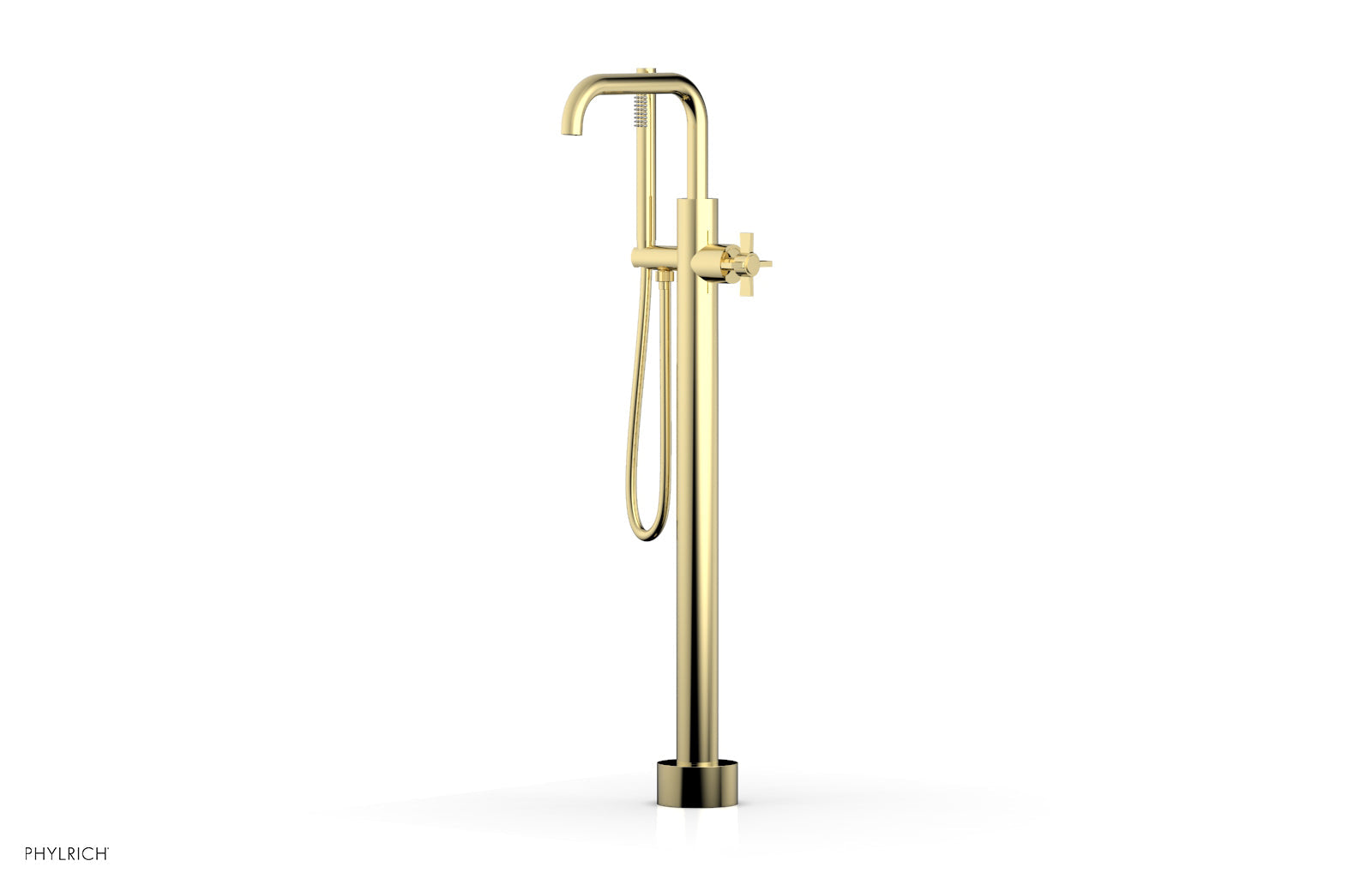 Phylrich BASIC Tall Floor Mount Tub Filler - Cross Handle with Hand Shower by Phylrich