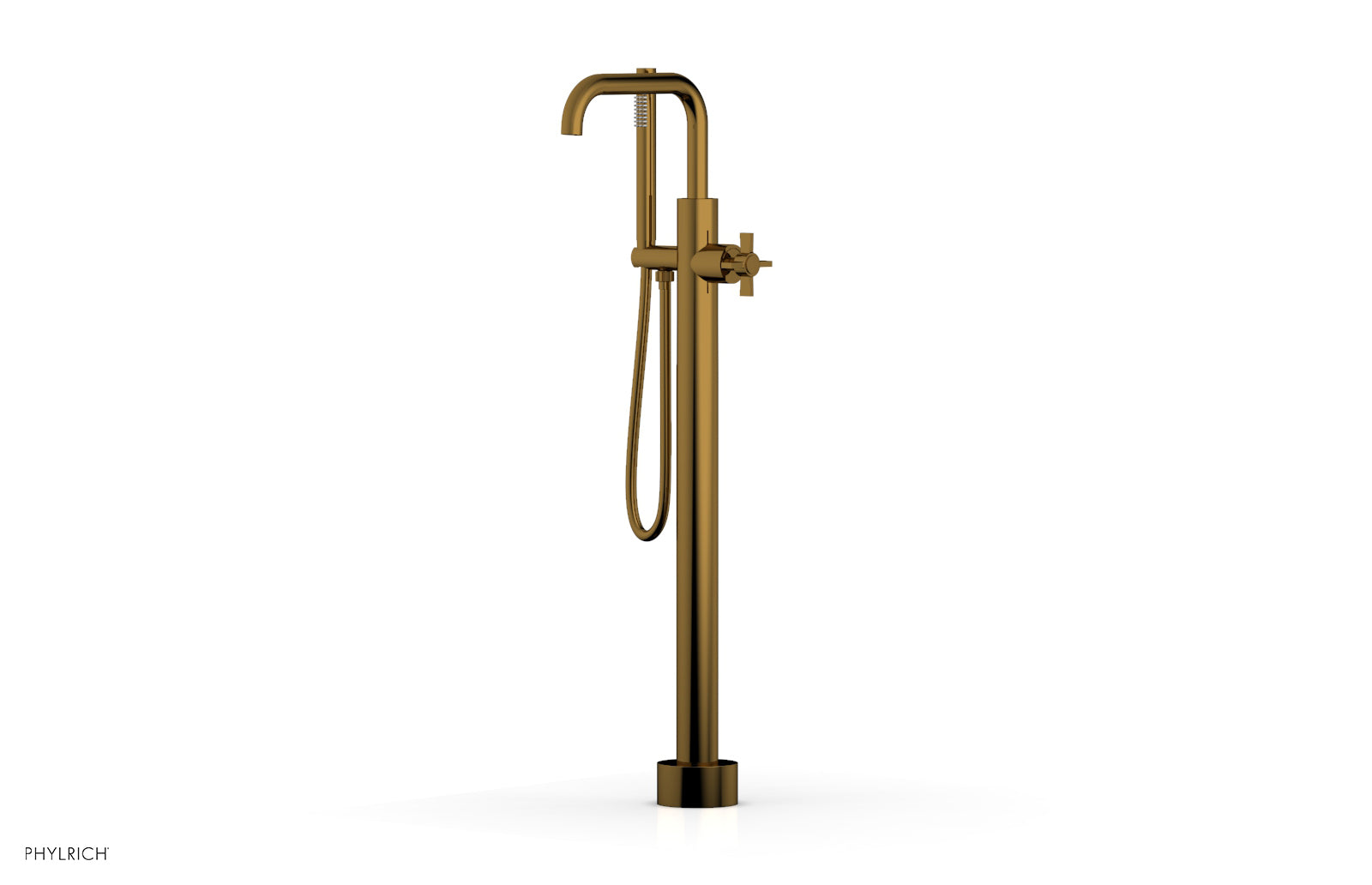 Phylrich BASIC Tall Floor Mount Tub Filler - Cross Handle with Hand Shower by Phylrich
