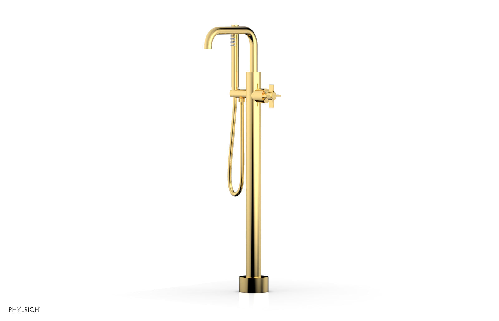 Phylrich BASIC Tall Floor Mount Tub Filler - Cross Handle with Hand Shower by Phylrich