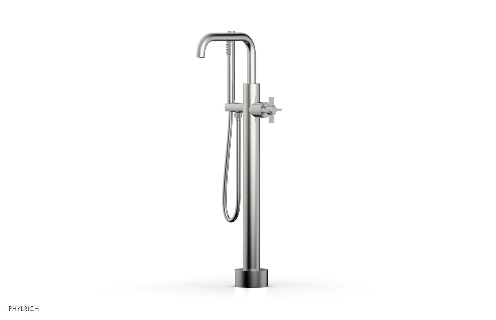 Phylrich BASIC Low Floor Mount Tub Filler - Cross Handle with Hand Shower by Phylrich