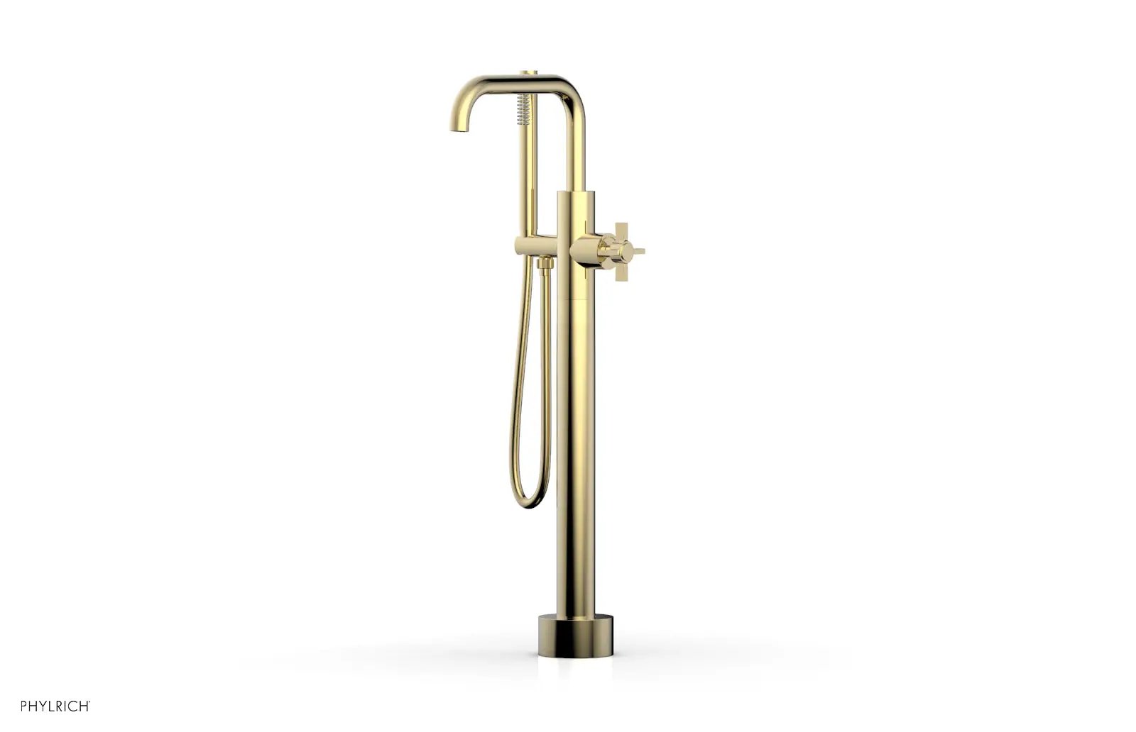 Phylrich BASIC Low Floor Mount Tub Filler - Cross Handle with Hand Shower by Phylrich