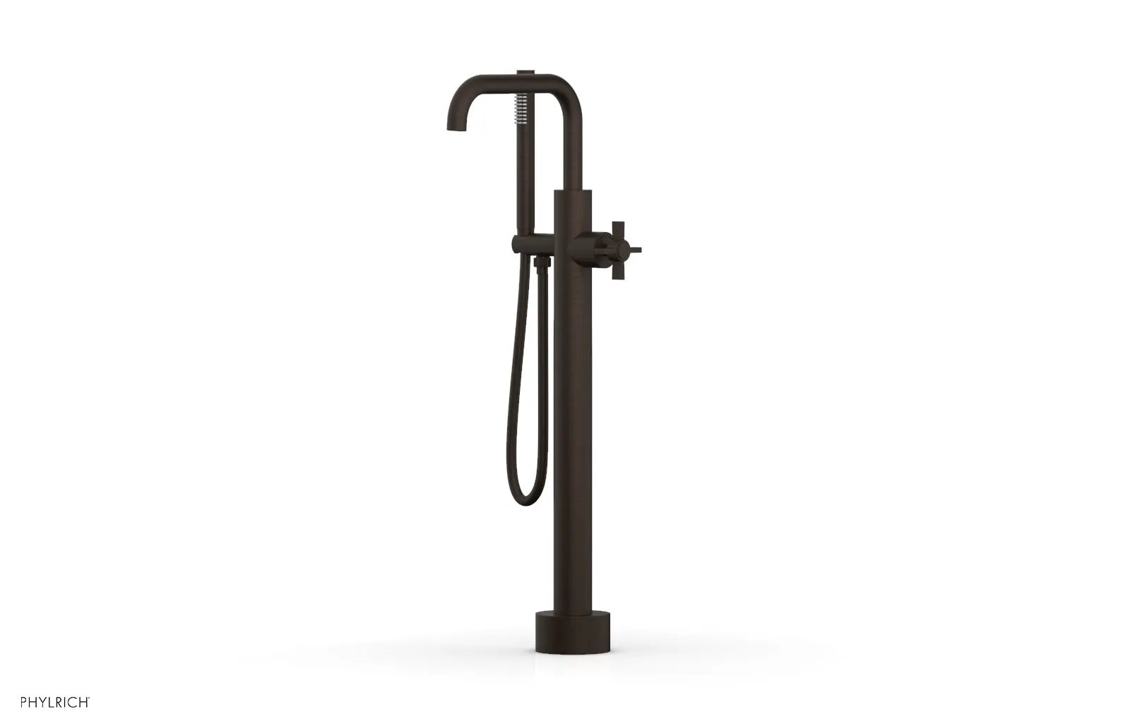Phylrich BASIC Low Floor Mount Tub Filler - Cross Handle with Hand Shower by Phylrich