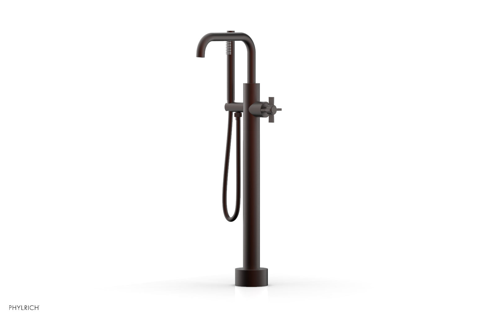 Phylrich BASIC Low Floor Mount Tub Filler - Cross Handle with Hand Shower by Phylrich