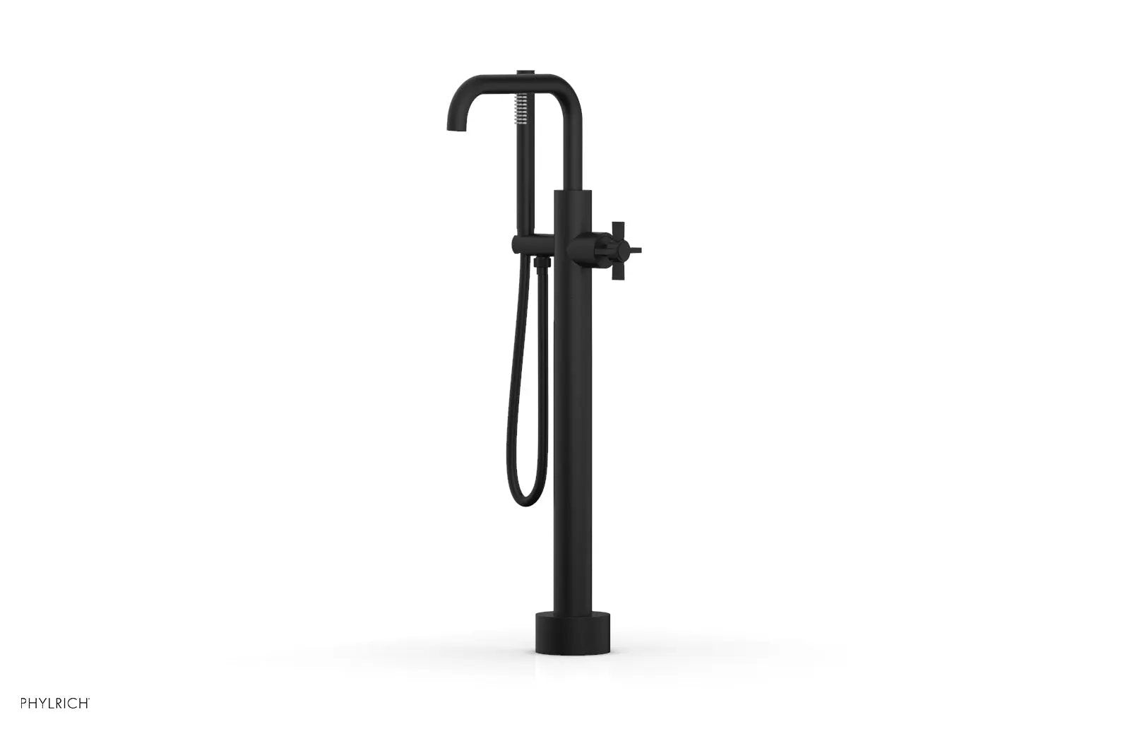 Phylrich BASIC Low Floor Mount Tub Filler - Cross Handle with Hand Shower by Phylrich