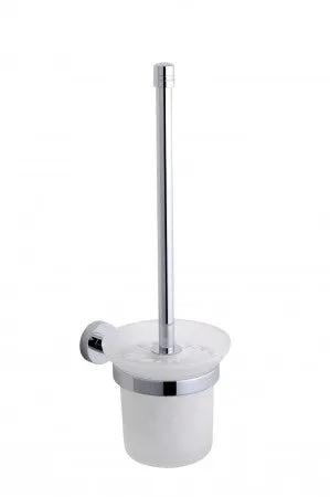 polished chrome toilet brush set