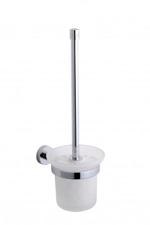 polished chrome toilet brush set