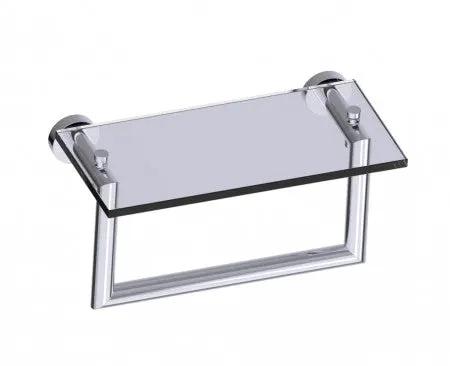 polished chrome glass shelf