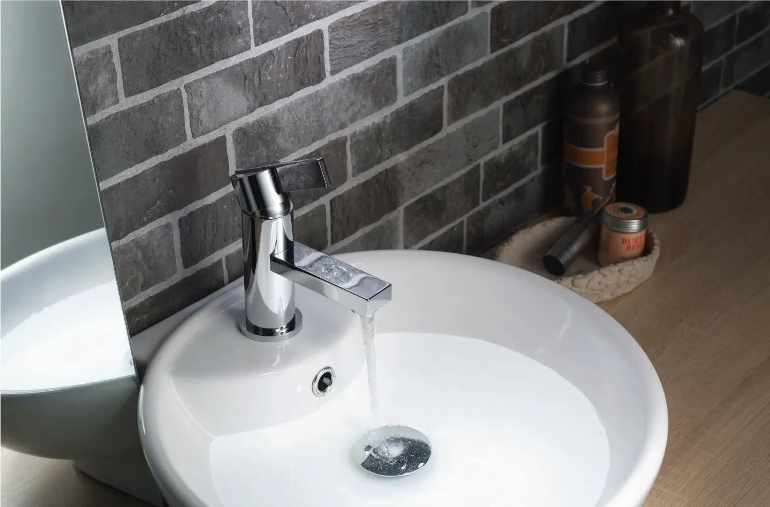 chrome bathroom faucet