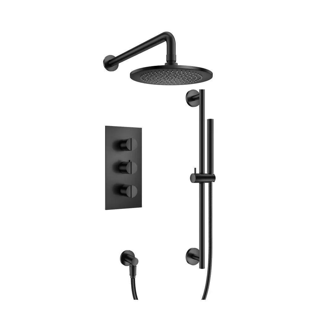 Flusso Serie 145 Two Output Shower Set with Shower Head, Hand Held and Slide Bar by Flusso