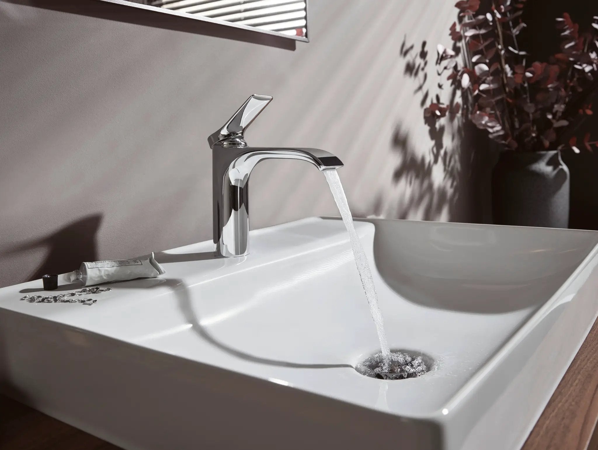 chrome bathroom faucet