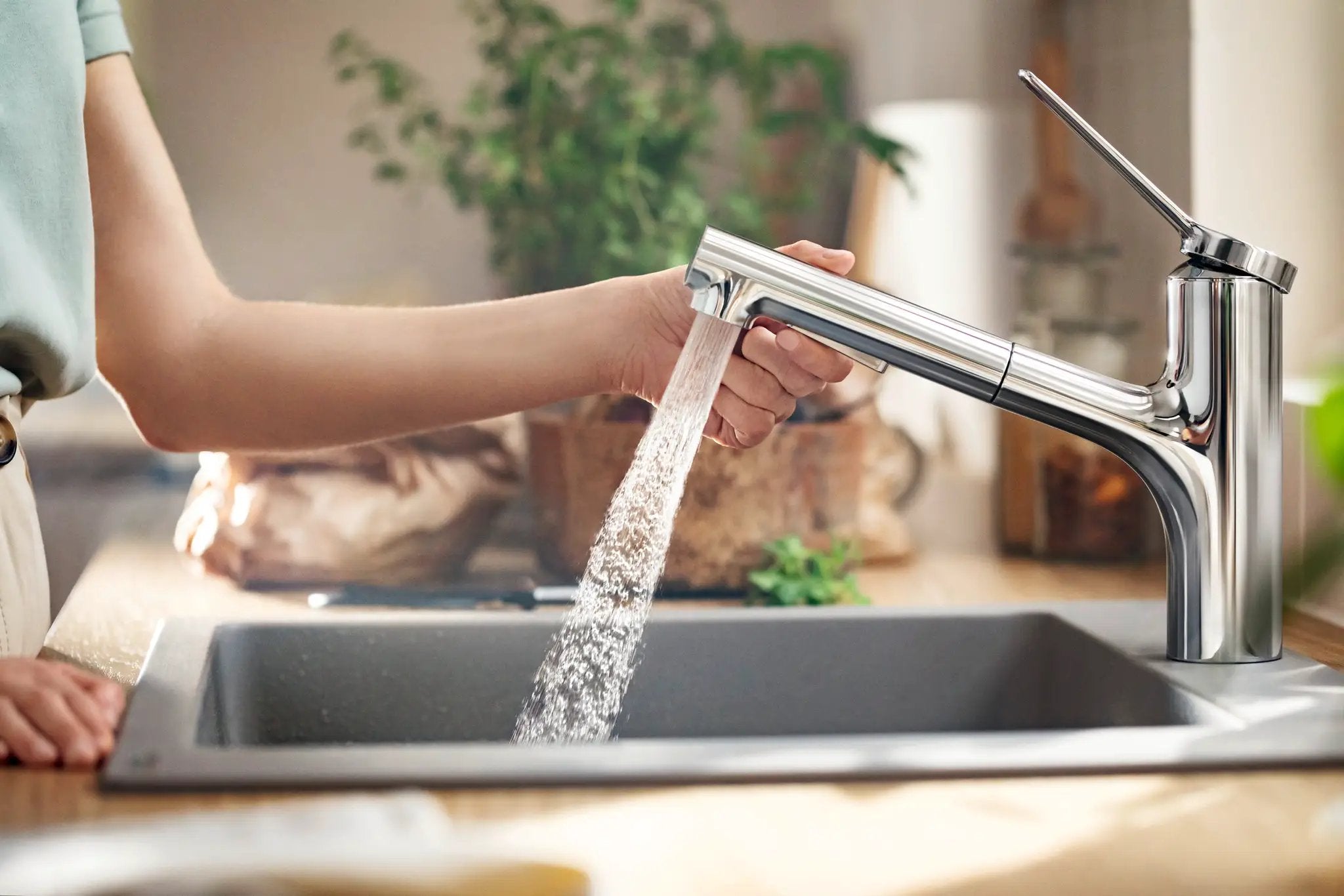 chrome kitchen faucet