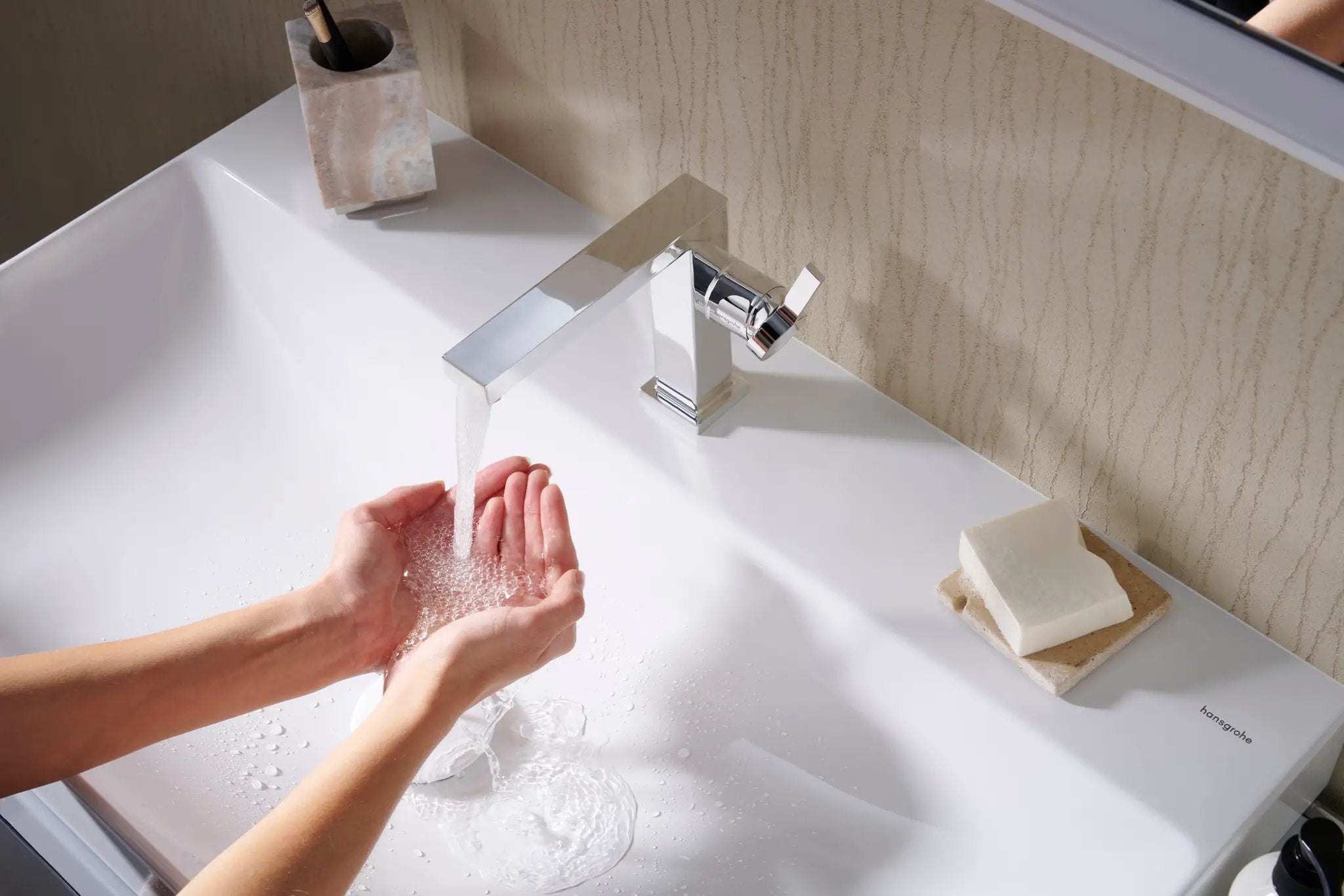 chrome bathroom faucet