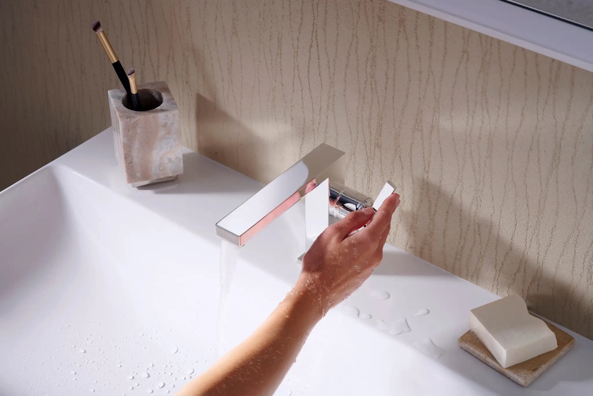 chrome bathroom faucet
