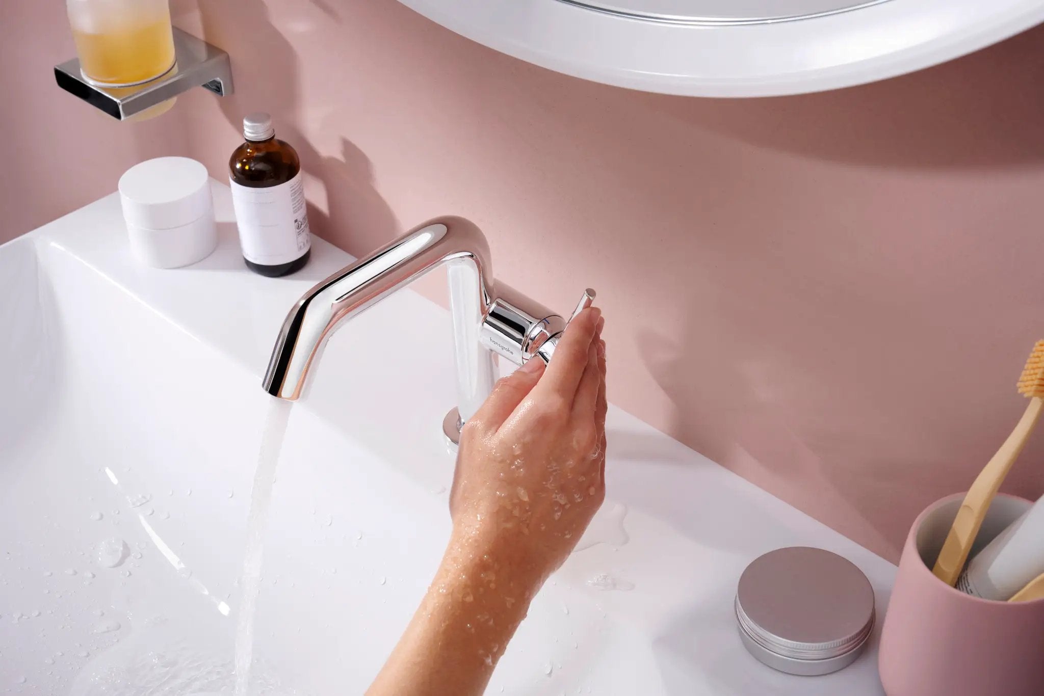 chrome bathroom faucet