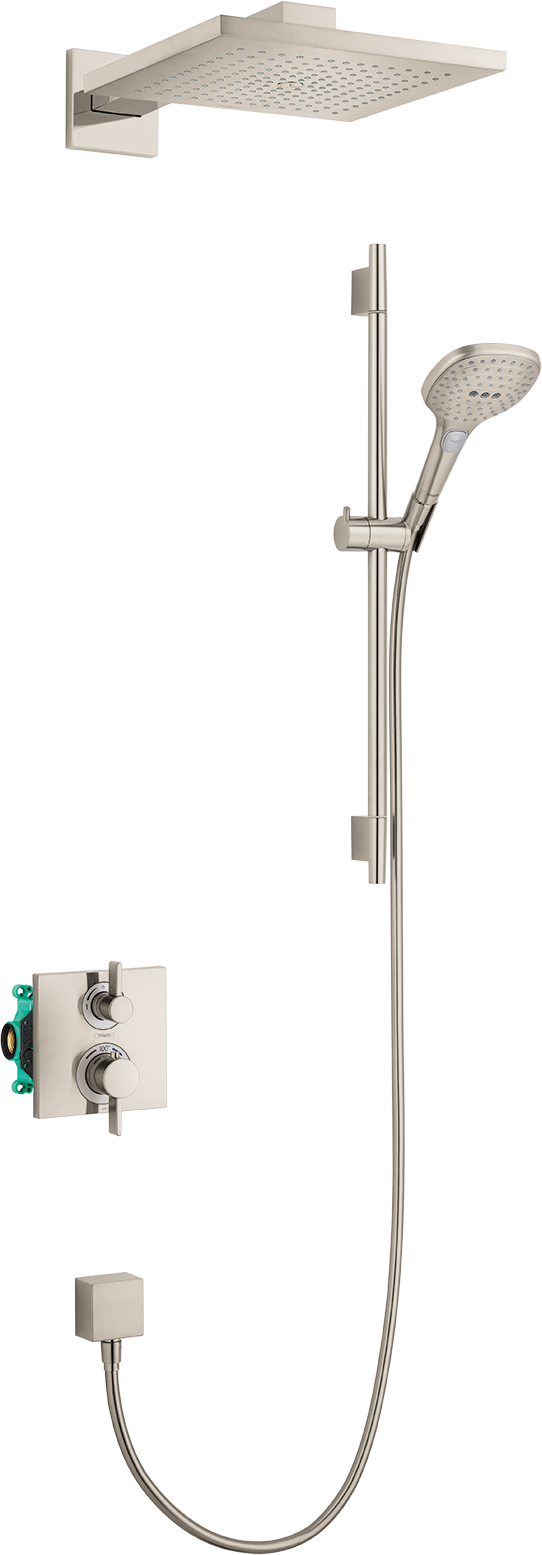Hansgrohe Raindance E Thermostatic Showerhead/Wallbar Set with Rough, 2.0 GPM by Hansgrohe