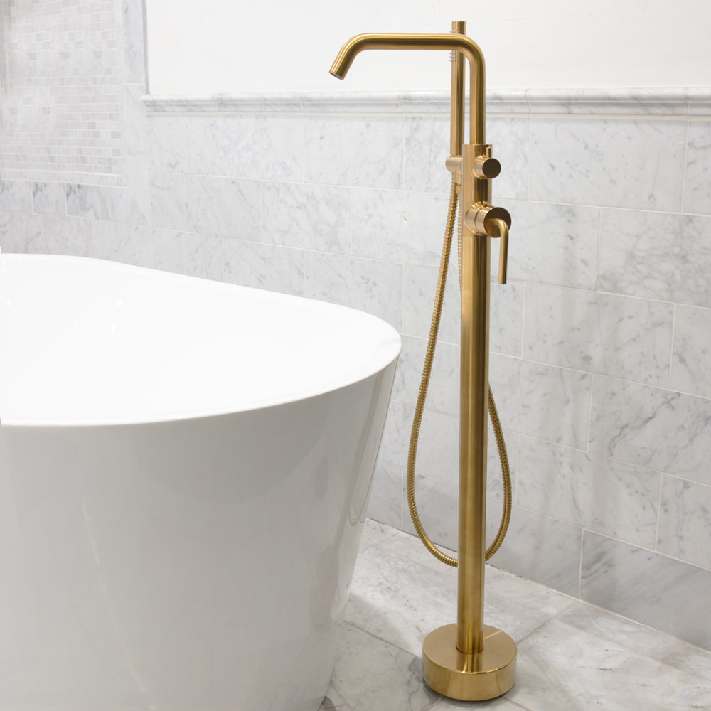 brushed gold tub filler