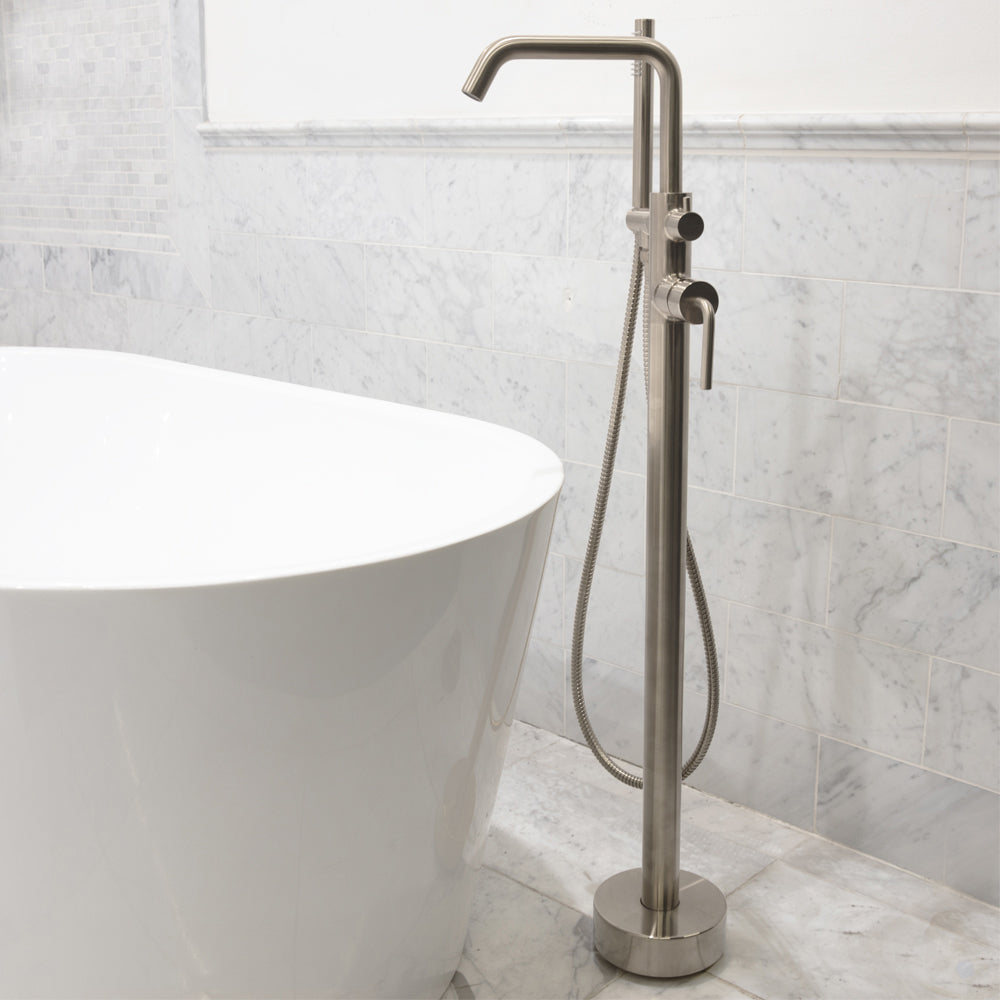 brushed nickel tub filler