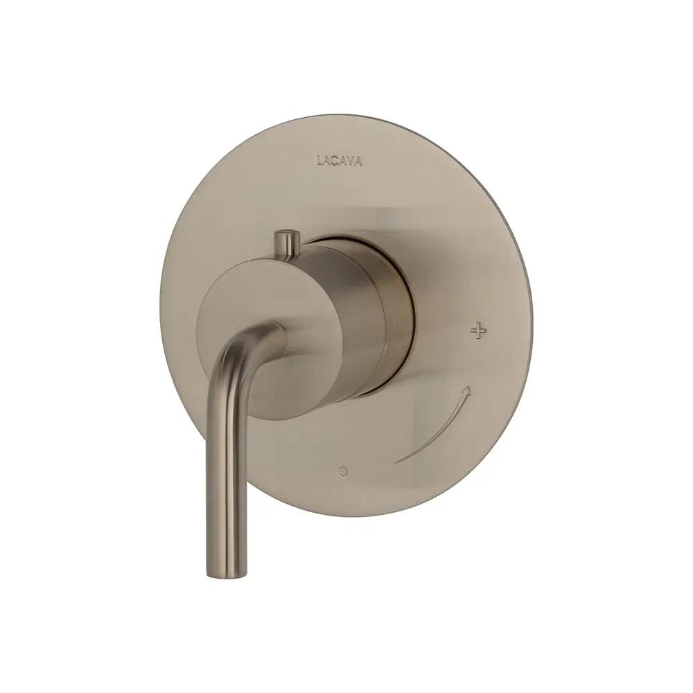 Lacava Cigno Trim Only - Regular Thermostat, Flow Rate 10 Gpm, Curved Lever Handle on Round Knob, Round Backplate by Lacava
