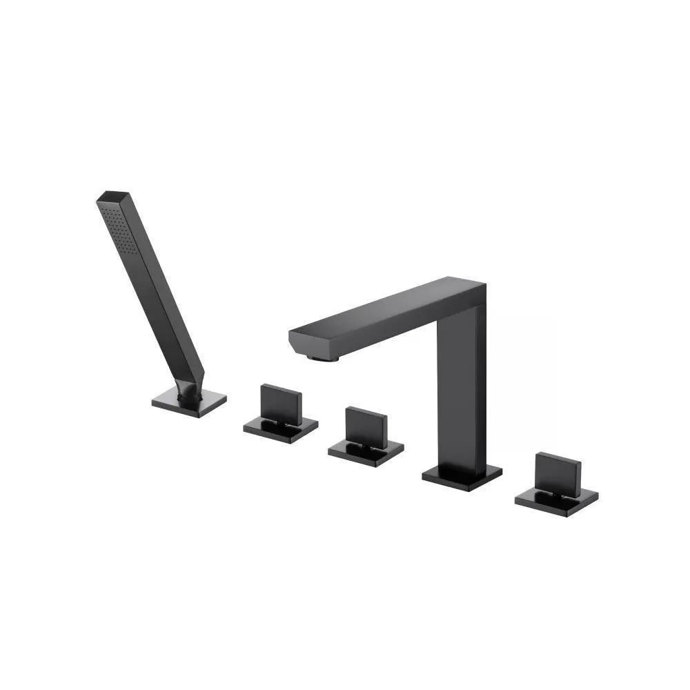 Flusso Serie 160 Five Hole Deck Mounted Roman Tub Faucet with Hand Shower by Flusso