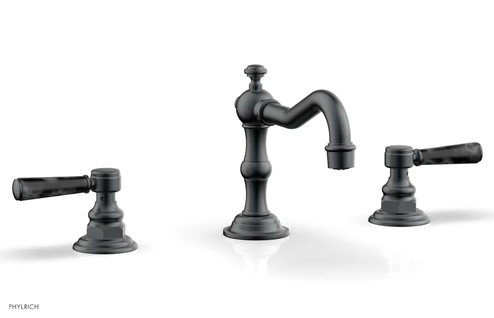 Phylrich HENRI Widespread Faucet - Black Marble Lever Handles by Phylrich
