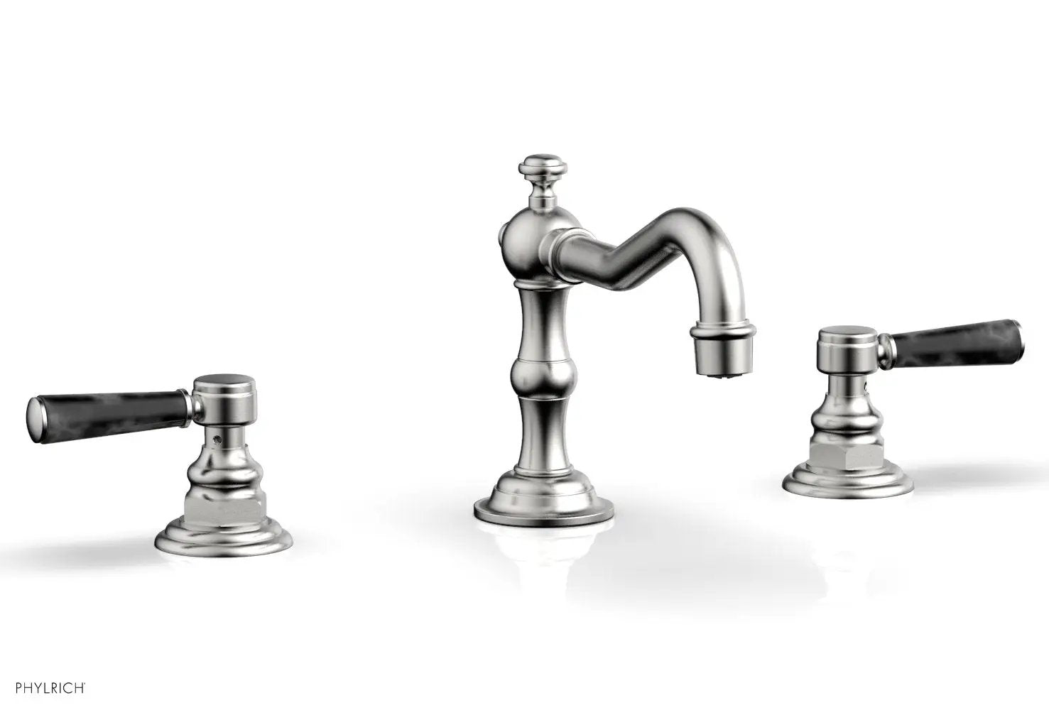 Phylrich HENRI Widespread Faucet - Black Marble Lever Handles by Phylrich