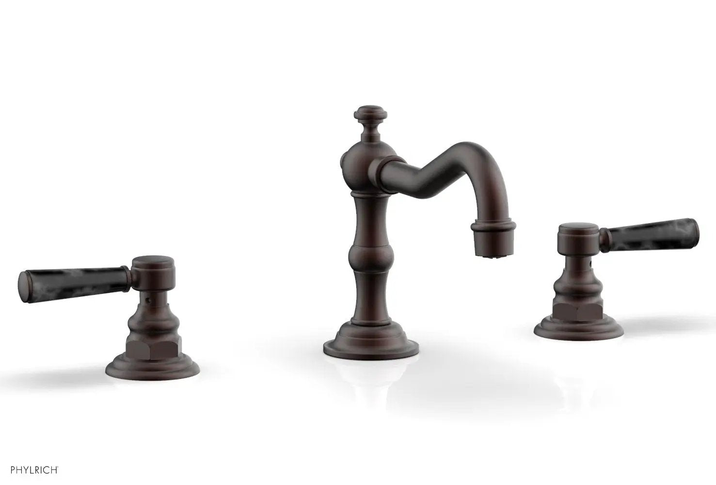 Phylrich HENRI Widespread Faucet - Black Marble Lever Handles by Phylrich