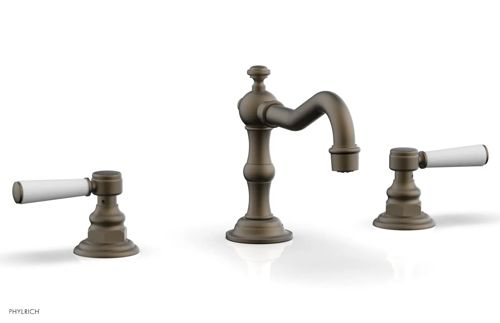 Phylrich HENRI Widespread Faucet - Satin White Lever Handles by Phylrich