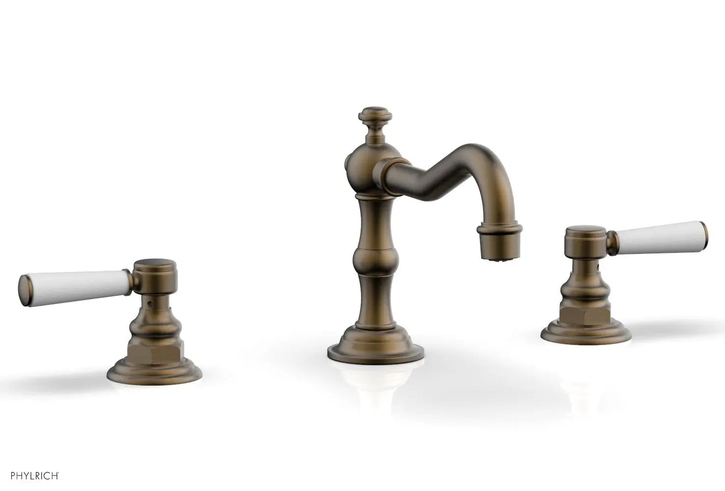 Phylrich HENRI Widespread Faucet - Satin White Lever Handles by Phylrich