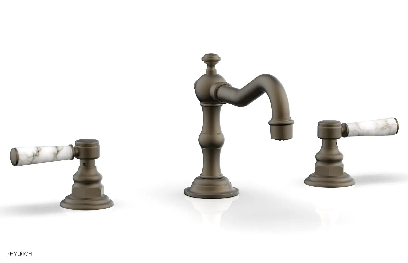 Phylrich HENRI Widespread Faucet - White Marble Lever Handles by Phylrich