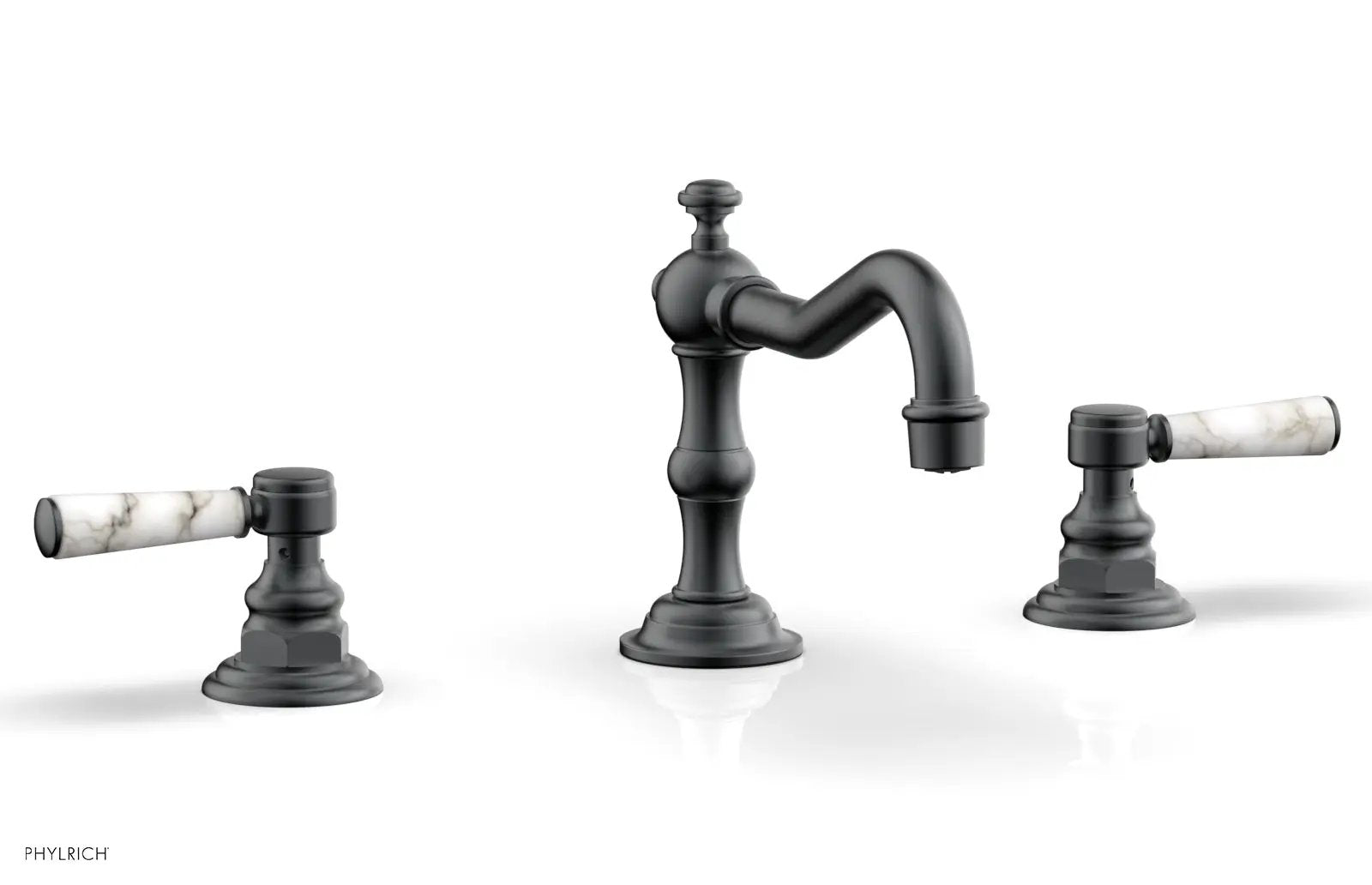 Phylrich HENRI Widespread Faucet - White Marble Lever Handles by Phylrich
