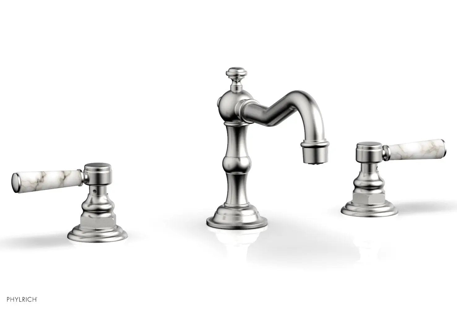 Phylrich HENRI Widespread Faucet - White Marble Lever Handles by Phylrich